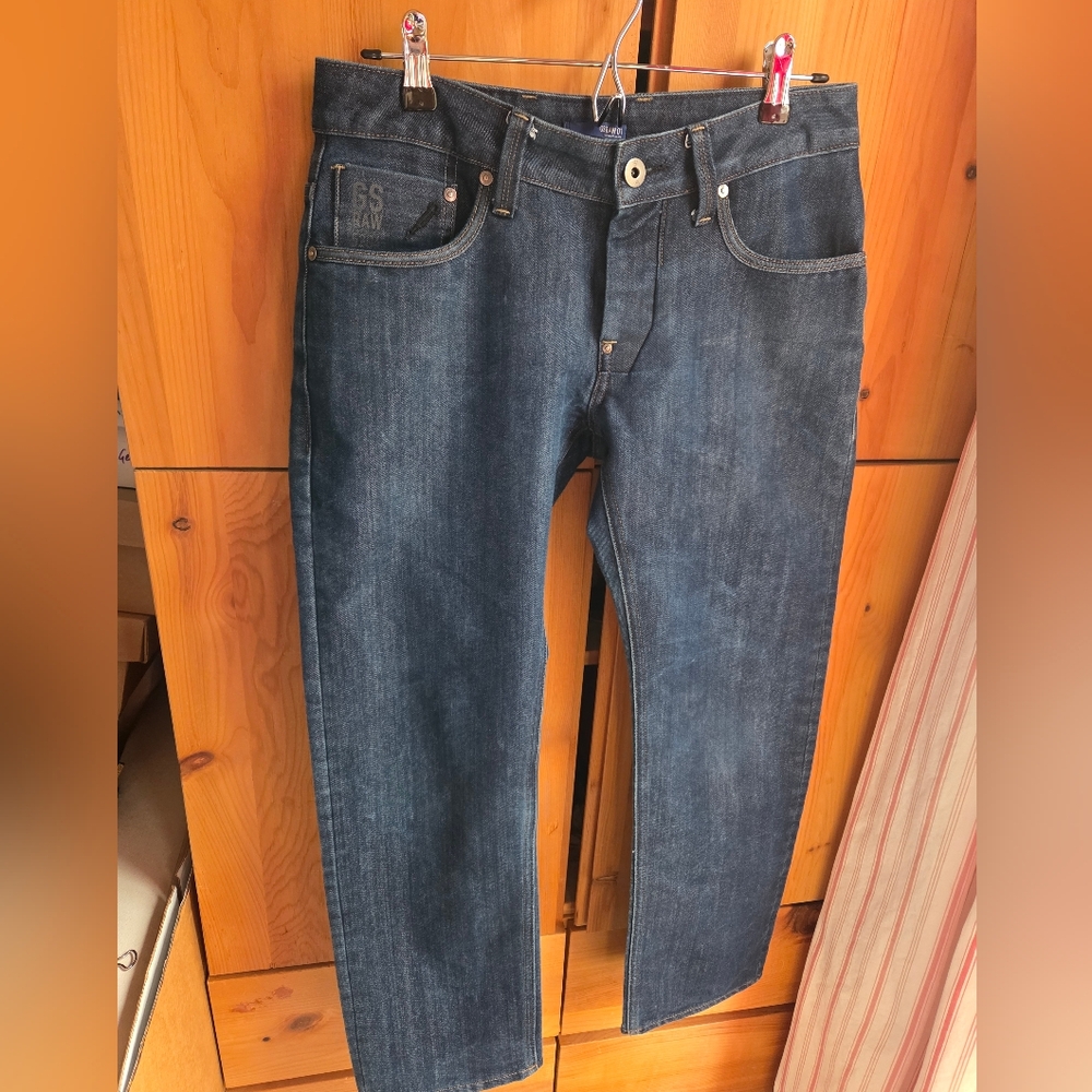 G Star Raw Dark Wash Hidden Button Fly Slim Straight Jeans Size 30
